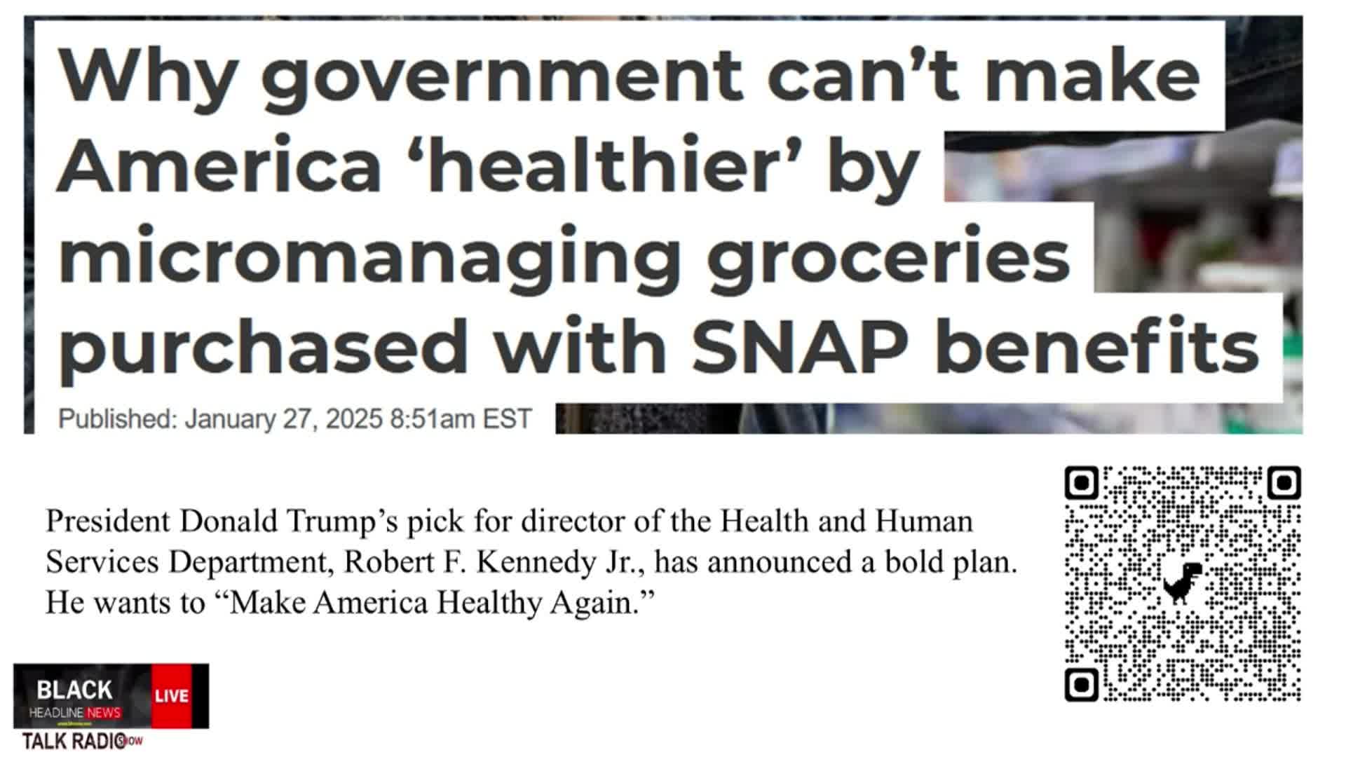 Thumbnail image for Black Headline News Talk Radio Show 01/28/2025 - White House pauses federal grants; egg prices are up; SNAP benefits explained by experts