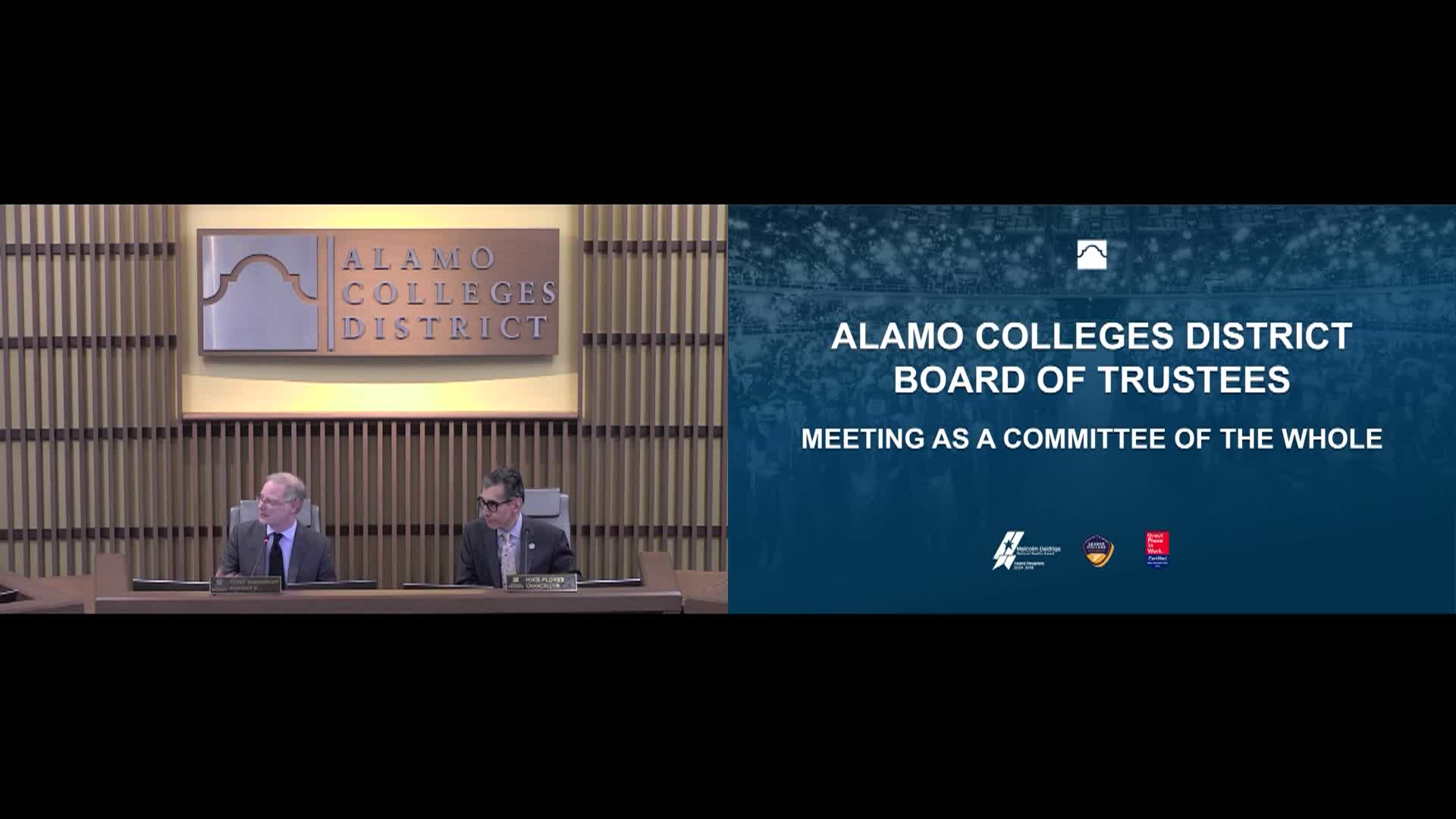 Thumbnail image for Alamo Colleges District Committee of the Whole Board Meeting 03/18/2025