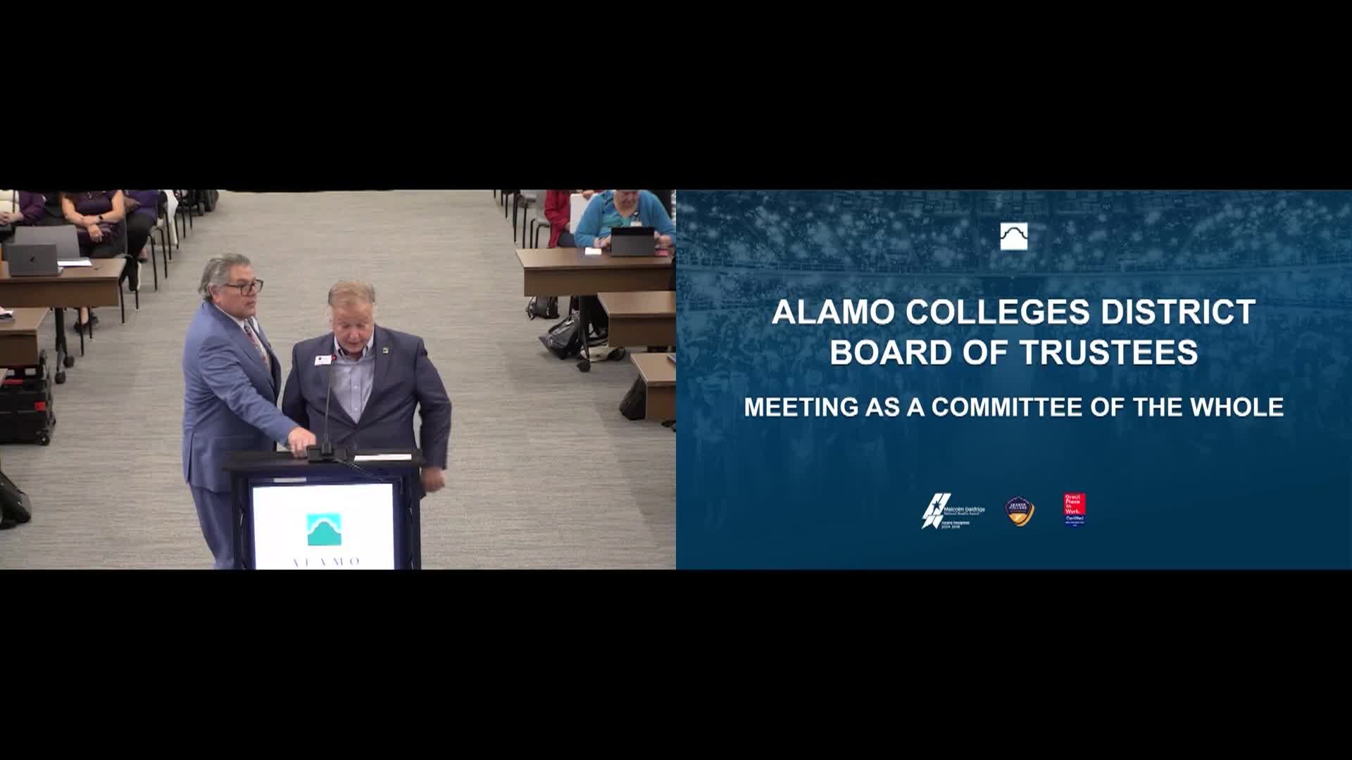 Alamo Colleges District Board of Directors: Committee of the Whole Board  09-09-2025